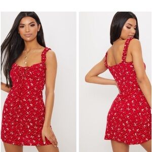 Floral Red Dress pretty little thing